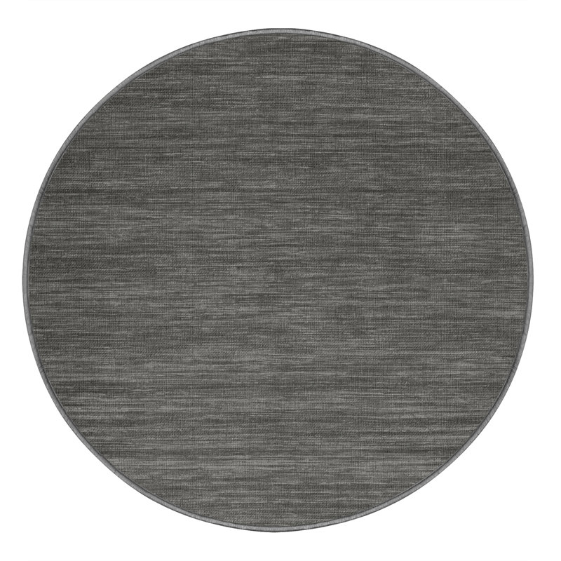 Tapis gris uni lavable à la machine, Rond 8 pi