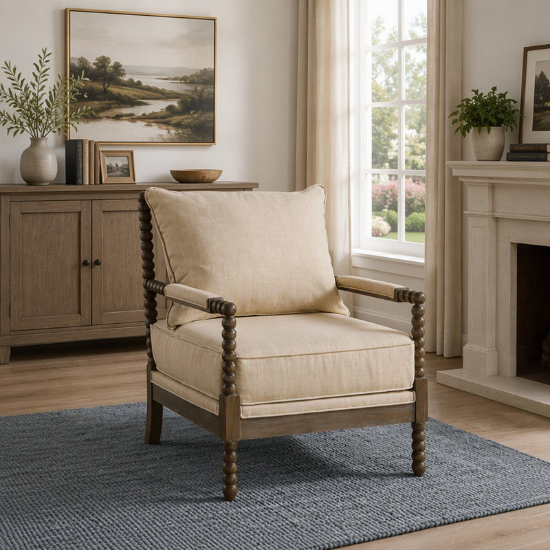 Chaise d'appoint à dossier amovible avec revêtement classique