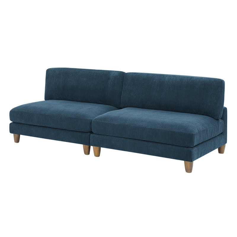 89'' Corduroy Loveseat, Dark Blue Corduroy