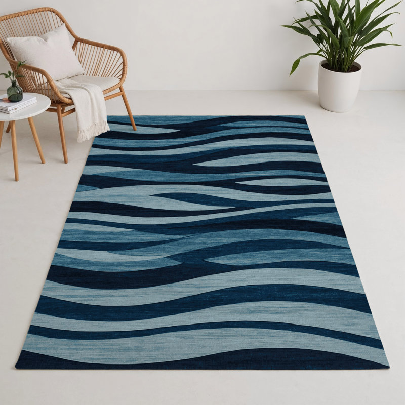 Tapis intérieur et extérieur bleu Nature, Rectangle 5 pi x 7 pi