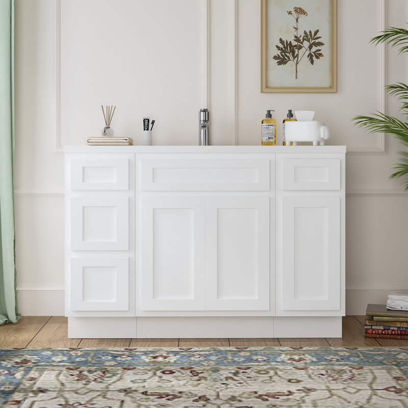 Base de meuble-lavabo simple 48 po seulement, Blanc