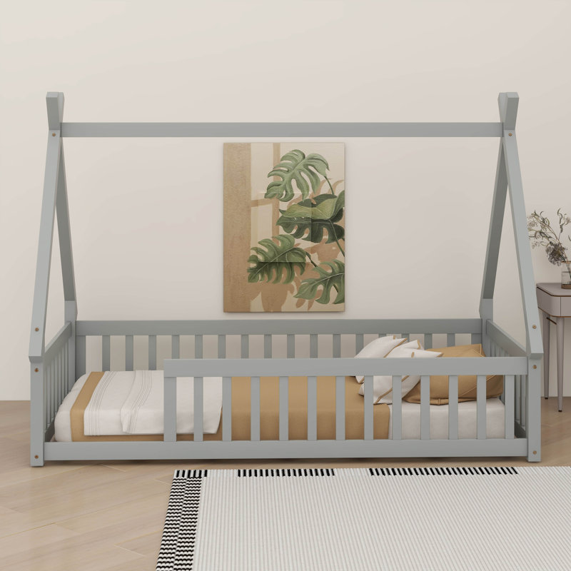 Lit simple au sol, lit en forme de tente, gris