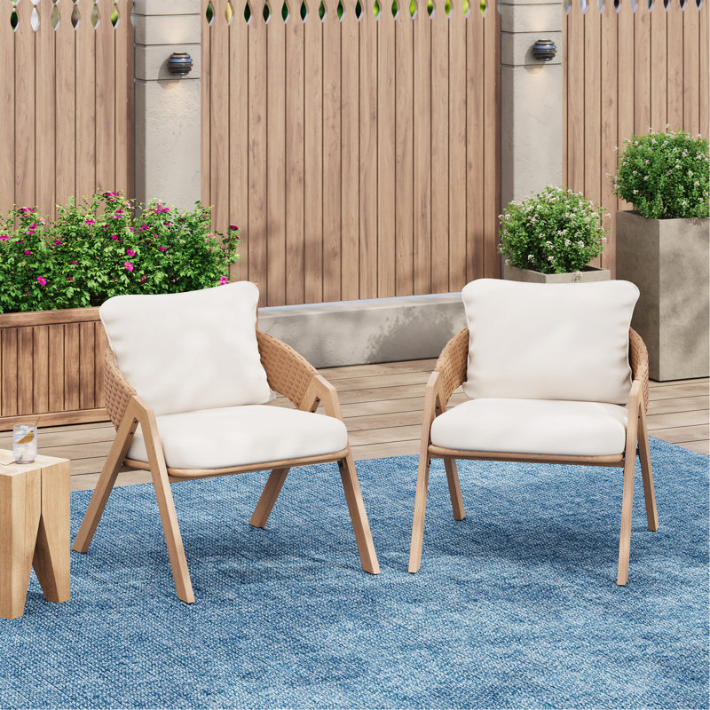 Chair With Cushions (Set of 2), Brown, White