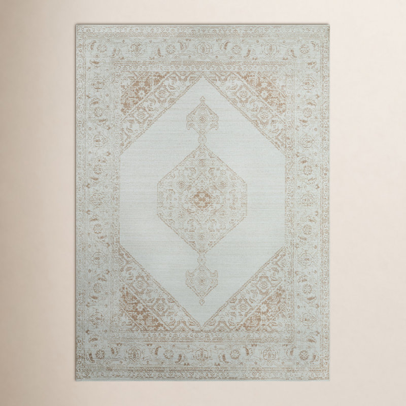 Tapis oriental brun / blanc Baine, Rectangle 7 pi 10 po x 10 pi 6 po