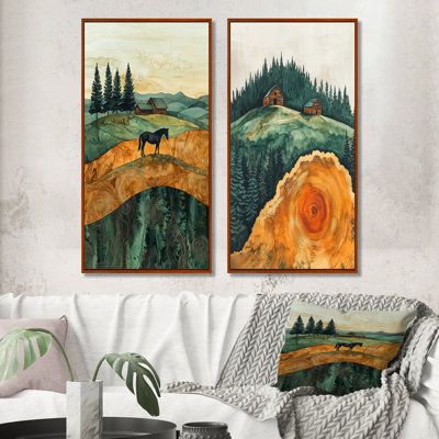 Élégance équine du cheval par la ferme III - Collection d'art mural animaux 2 pièces