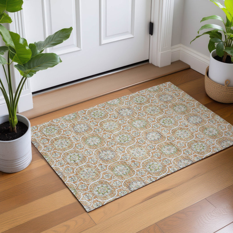 Machine Washable Indoor/Outdoor Chantille ACN2670 Modern Rug, 1'8" x 2'6", Copper