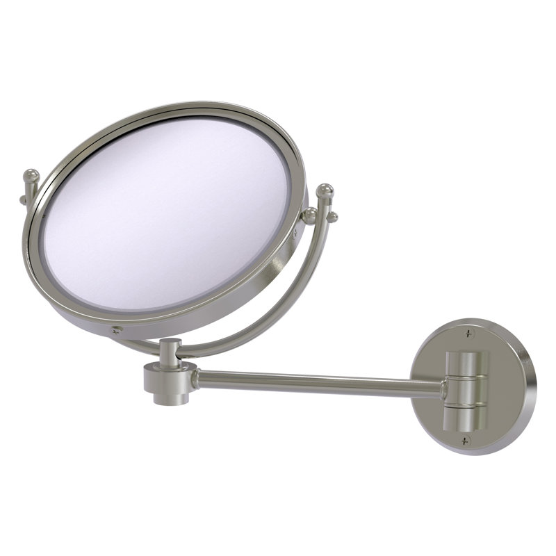 Metal Wall Mirror, Satin Nickel, 5x, 10" H x 10" W