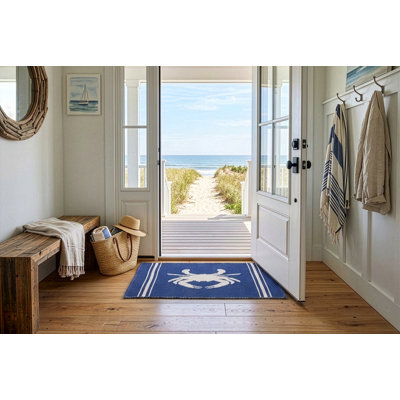 Blue Crab Jacquard Handwoven Reversible 20" x 30"