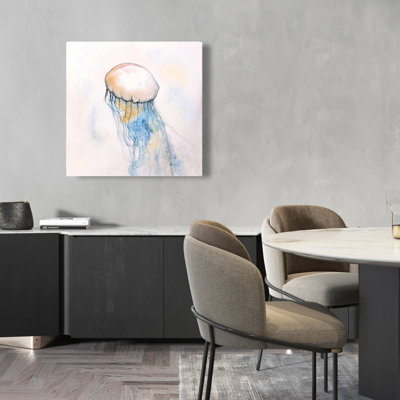 Toile méduse aquarelle | Bleu marine, décoration intérieure