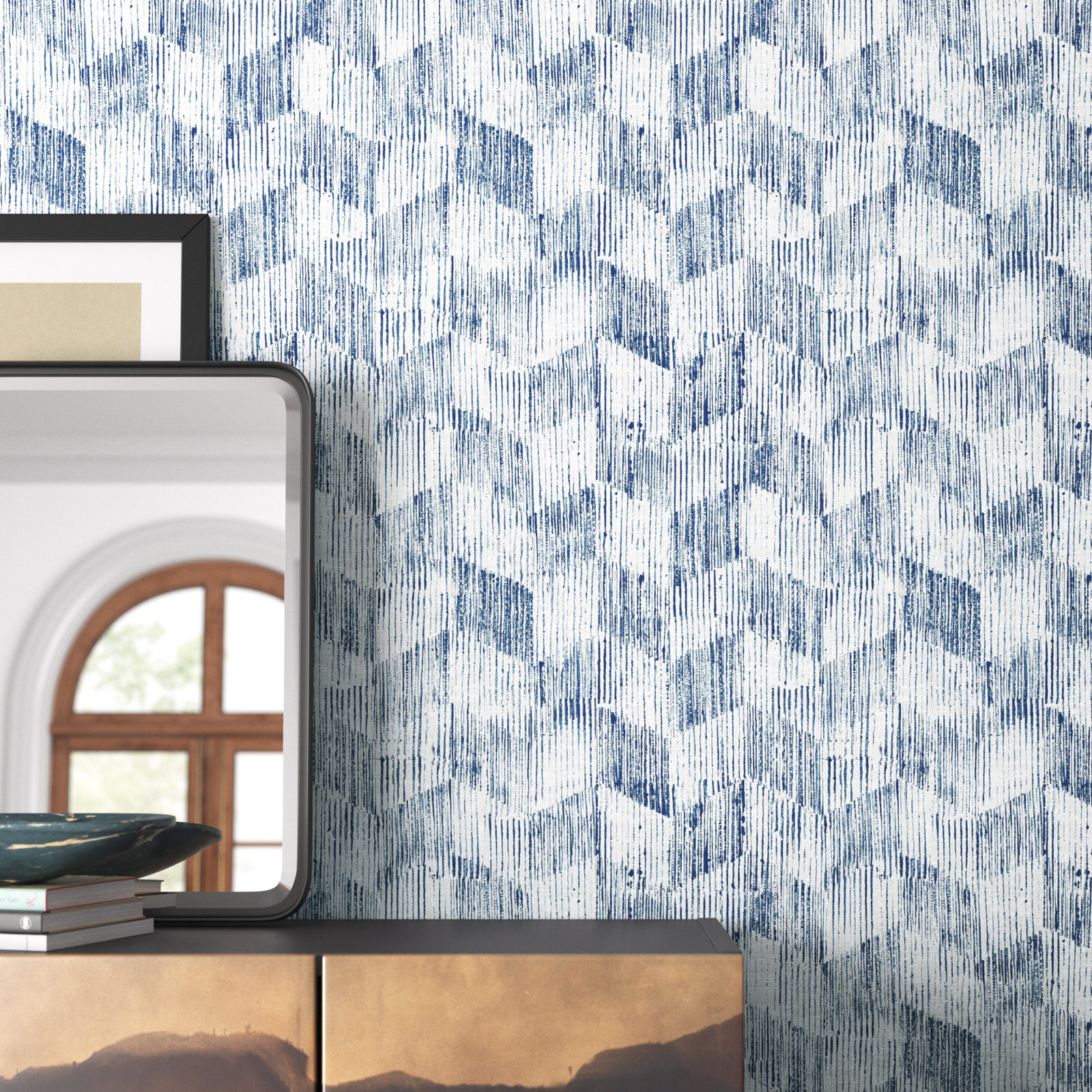Preslar Modern Geometric Wallpaper, Indigo