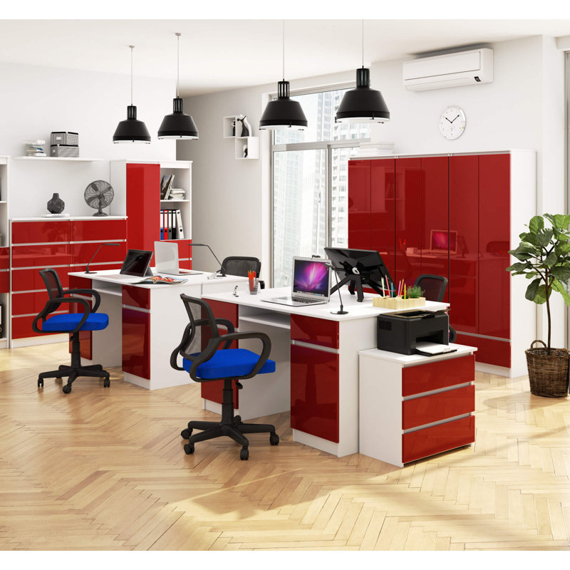 Eldrige Computer Desk, Red Gloss