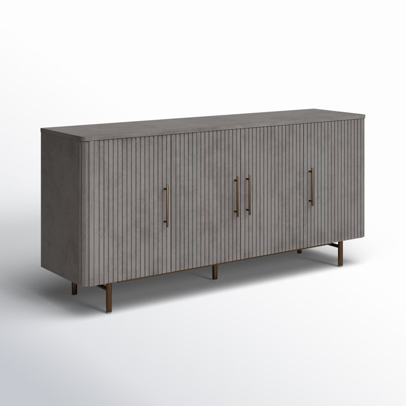 Crédence de rangement en bois massif Adona, Gris