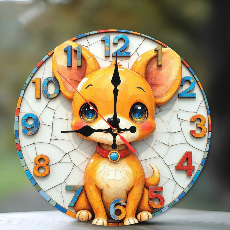 Horloge murale colorée pour chien