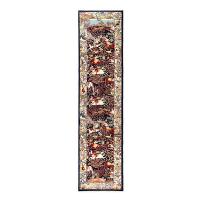 Navy Hunting Design Wool Runner 3'x 13'