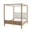 Lit plateforme à baldaquin en bois avec tête de lit tapissier et aucun sommier requis-129422248