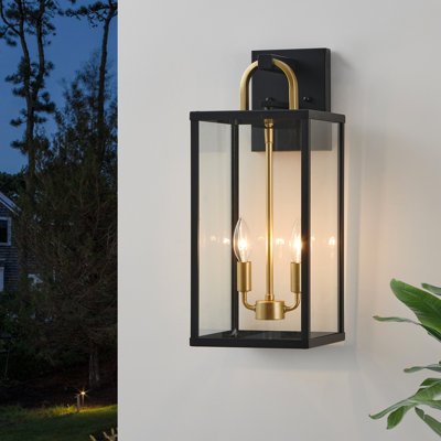 2-light Outdoor Wall Lantern with Clear Glass Shade
