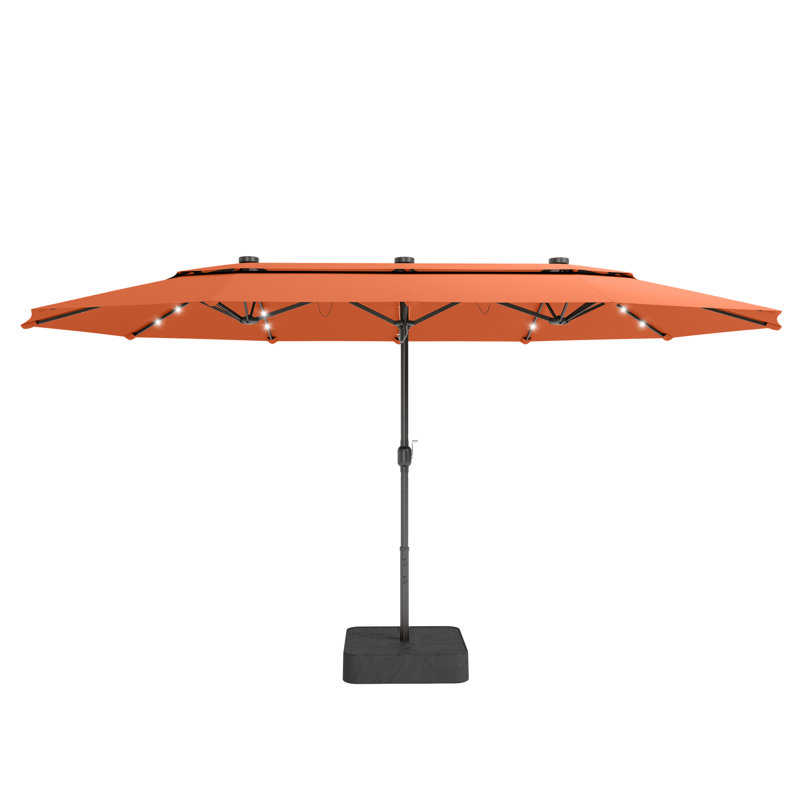 Rectangular Lighted Market Parasol, 274.3cm W x 457.2cm D, Dark Beige