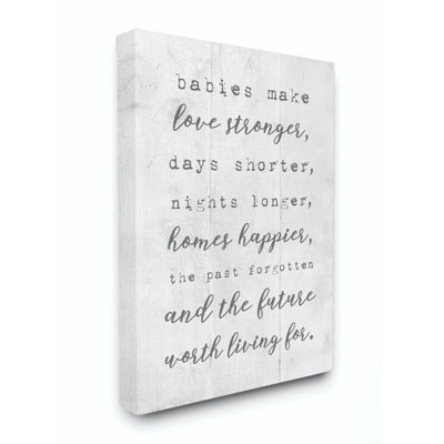 Babies Make Love Stronger Family Home Kids - conception de mots gris - impression d'art graphique