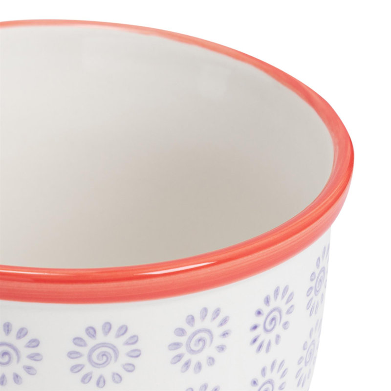 Nicola Spring Hand-Printed Plant Pots - 14cm - Turquoise - Pack of 3, Purple/Red