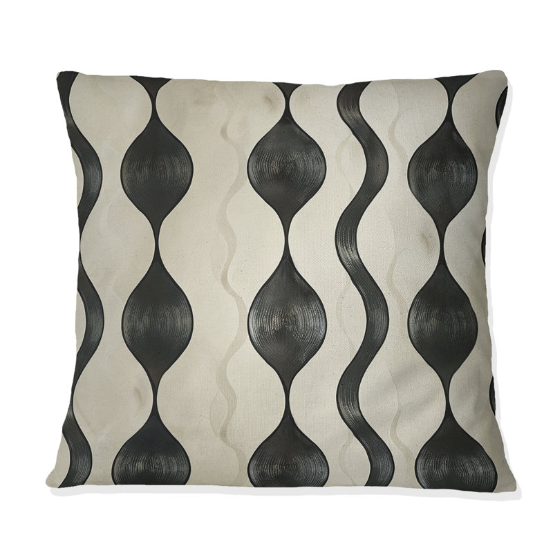 Coussin décoratif noir Midgeury Ogee Print III - Mid-Century, H 16 po x l 16 po