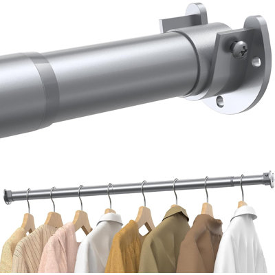 Closet Rods For Hanging Clothes, 17 To 54 Inches Stepless Adjustable Metal Closet Rod,Silver