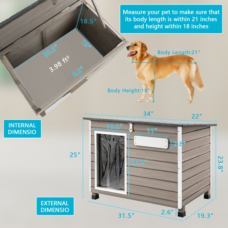 Niche pour chien Haiya, H 25 po x l 34 po x P 19 po