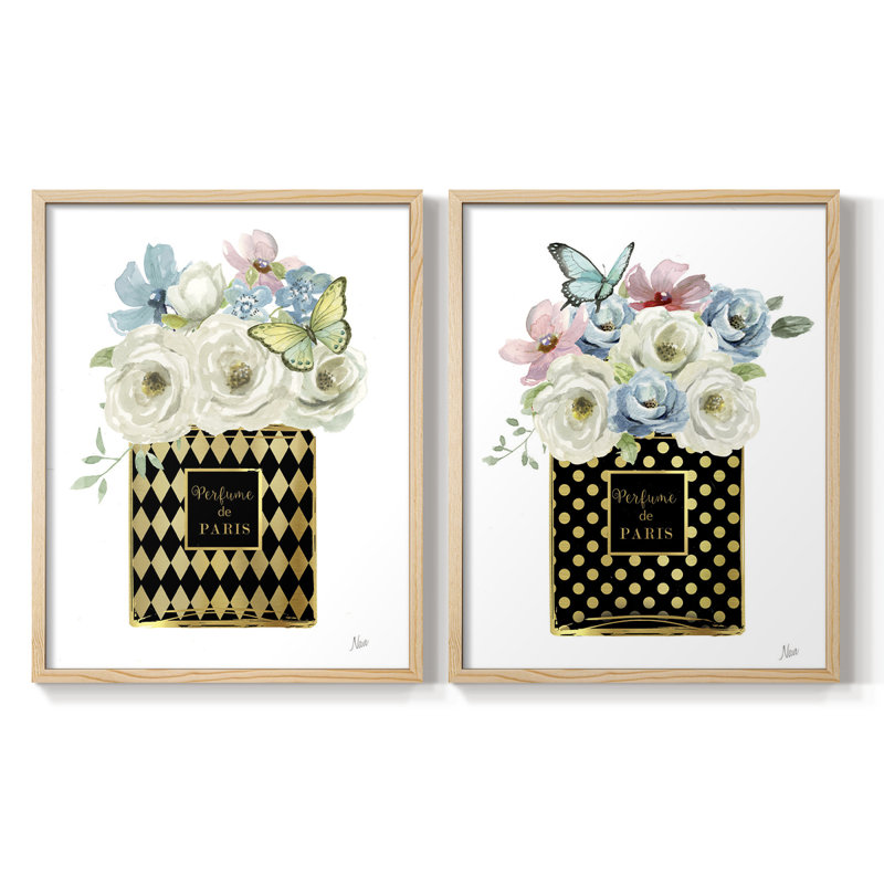 Parfum floral Harlequin - impression encadrée de qualité supérieure - prête à être accrochée - aucun clou requis - aucun clou requis