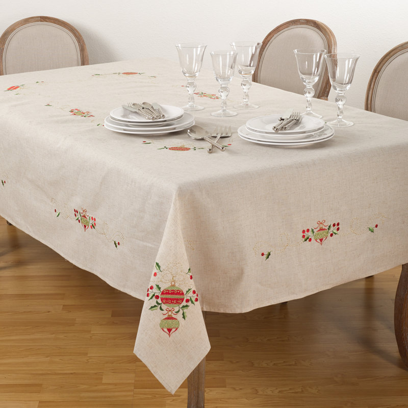 Nappe en mélange de lin à motif ornement Lorelai, l 104 po x P 67 po