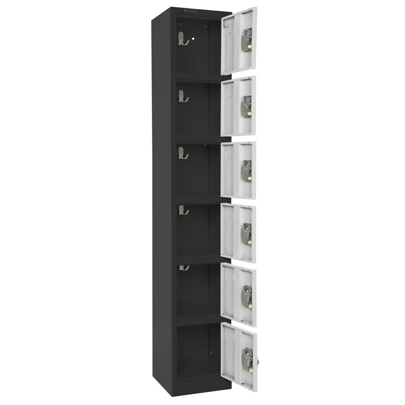 12'' Wide Black and White Steel 6-Tier Locker