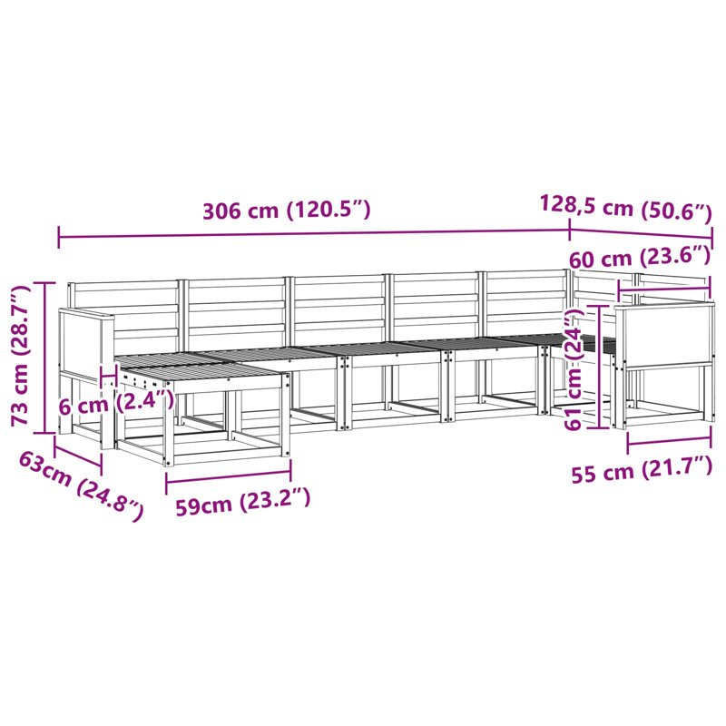 306cm Wide Patio Sectional, Natural
