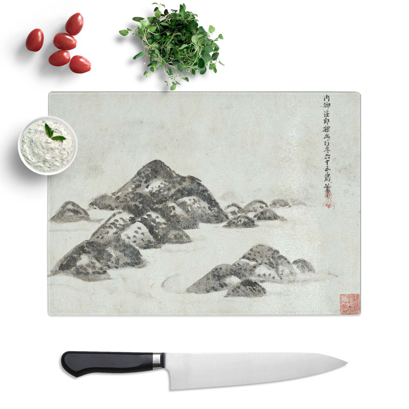 Tempered Glass Rocky Beach by Kano Tan'yu Chopping Board, 28.5 cm x 20 cm