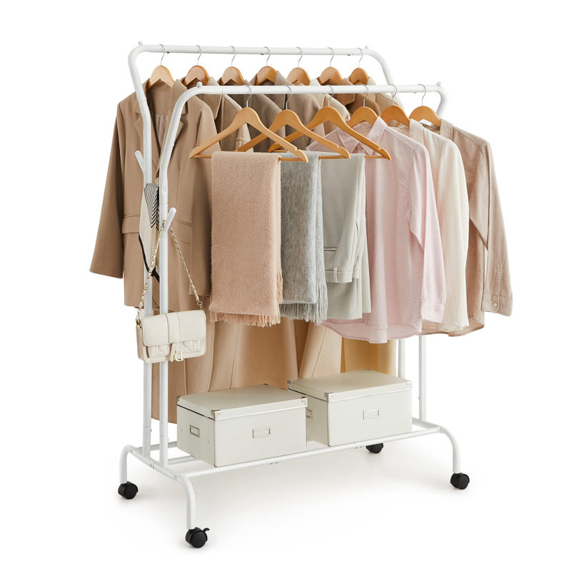 Maicon 40.7'' Metal Rolling Clothing Rack, White