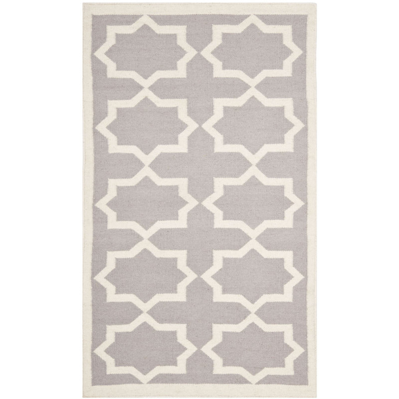 Geometric Wool Hand Woven Area Rug, Rectangle 91 x 152cm