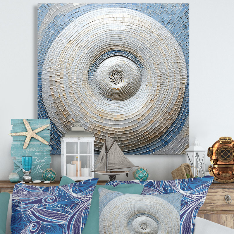 Coquillage argenté tourbillonnant - Nautilus, impressions encadrées, H 24 po x l 24 po x P 1 po, Toile tendue