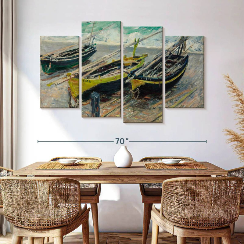 Trois bateaux de pêche Mehar 1886, H 42 po x l 68 po