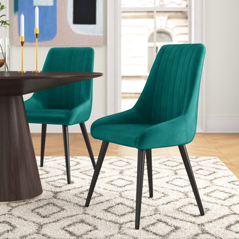 48cm H Tufted Velvet Upholstered Side Chair, Atrovirens