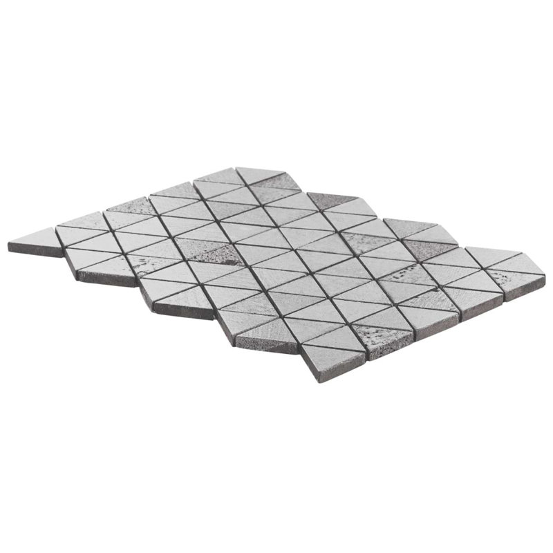 Bushwick 10.62 In. X 14.56 In. Triangle Glossy Lava Stone Mosaic Floor And Wall Tile (5.35 Sq. Ft. / Case), White