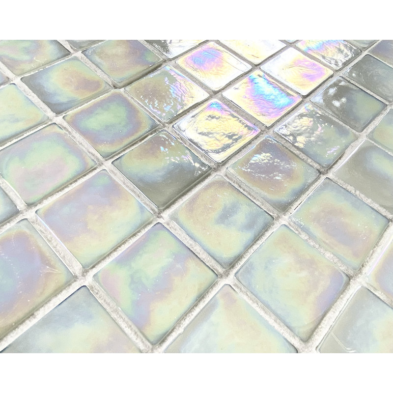 Atmosphere 2 in. x 2 in. Iridescent Recycled Glass Handmade Plastic Face Mounted Mosaic Decorative Wall & Pool Tile