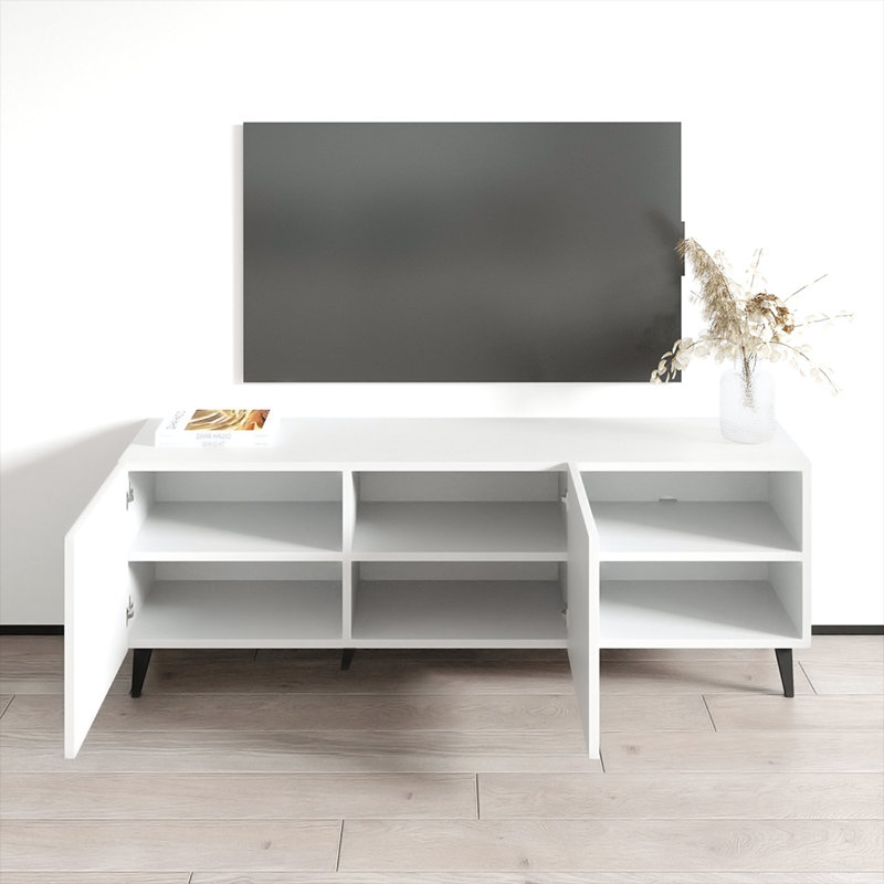 Aranxa 58.9" Modern TV Stand with Matte Finish, White