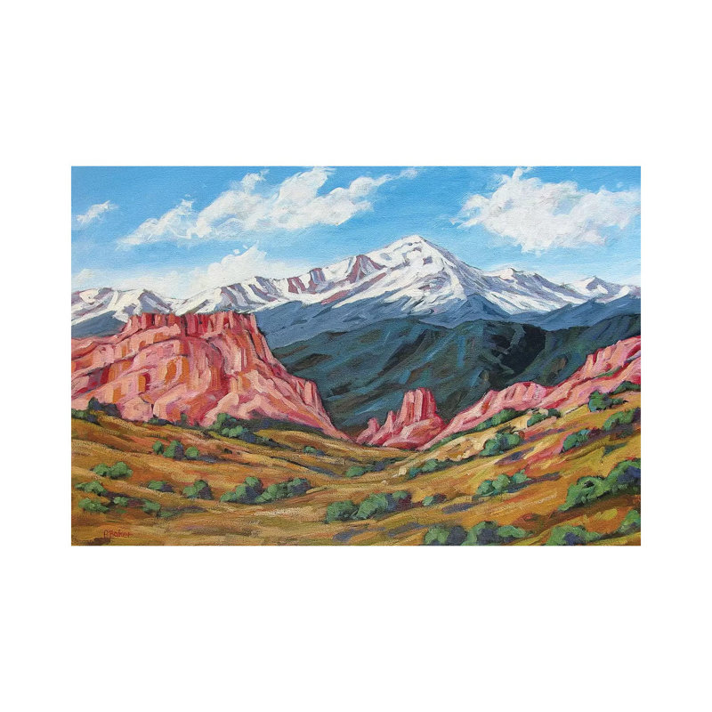«Pike's Peak, Colorado» par Patty Baker - peinture sur toile tendue, H 12 po x l 18 po x 1,5 po