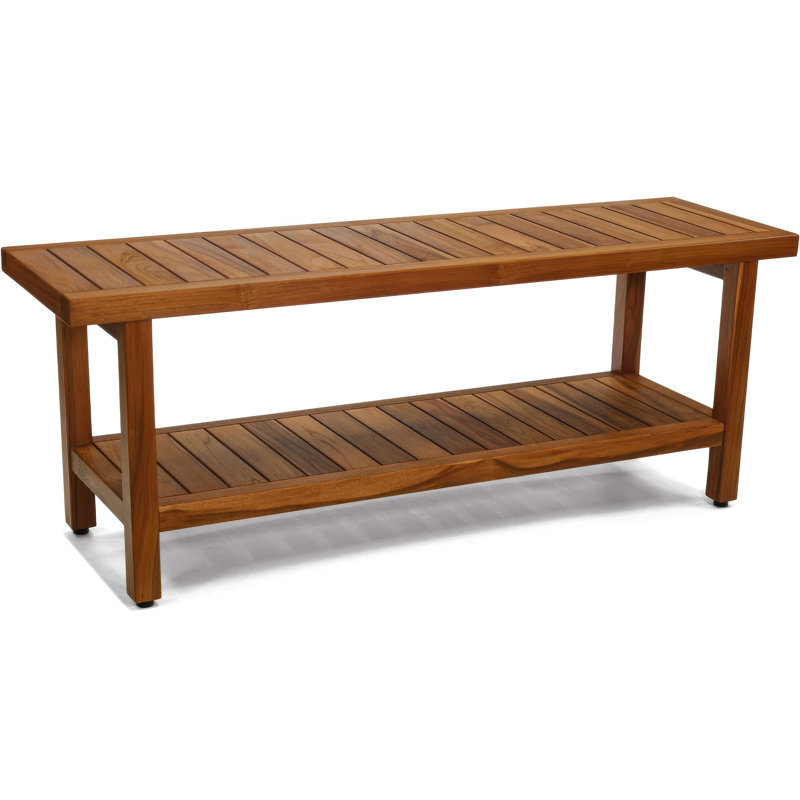 Spa Shower Bench, 18" H x 48" W x 14" D, Teak Oil
