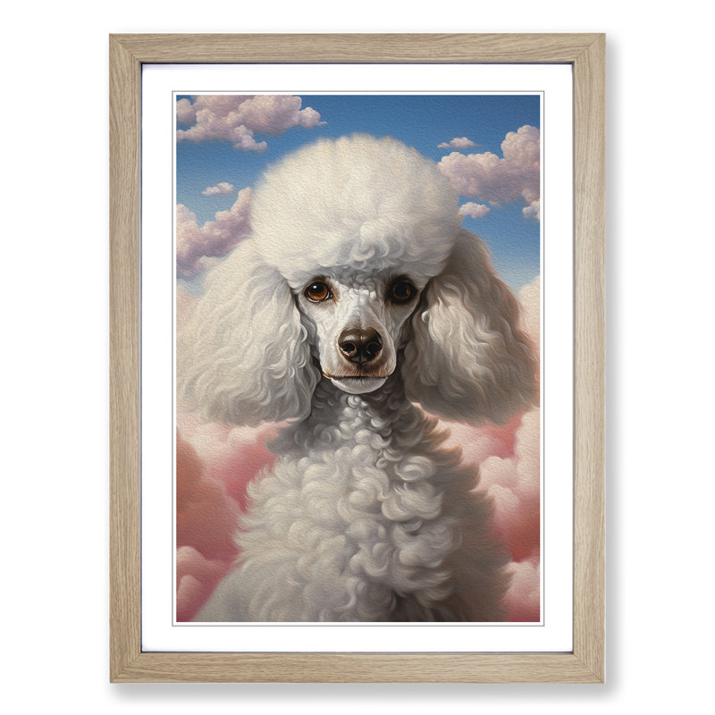 Poodle Realism - Single Picture Frame Print on Wood, 46cm H x 34cm W x 2cm D, Oak Framed