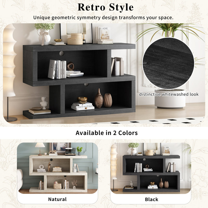 Narrow Console Table With Symmetrical Design, Retro Entryway Table With 2-Tier Open Shelf, Sofa Table For Entryway, Hallway And Living Room