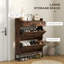 Armoire à chaussures étroite avec 2 portes rabattables et un tiroir supérieur pour un rangement efficace dans l'entrée