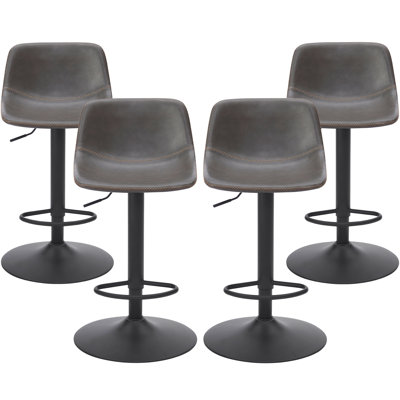 Adjustable Bar Stools Set Of 2, Mid Century Modern Swivel Bar Stools, Industrial Bar Height Stools With Back Support Counter Height Bar Chairs Pu Leather Bar Stool For Kitchen Island Rustic Barstools
