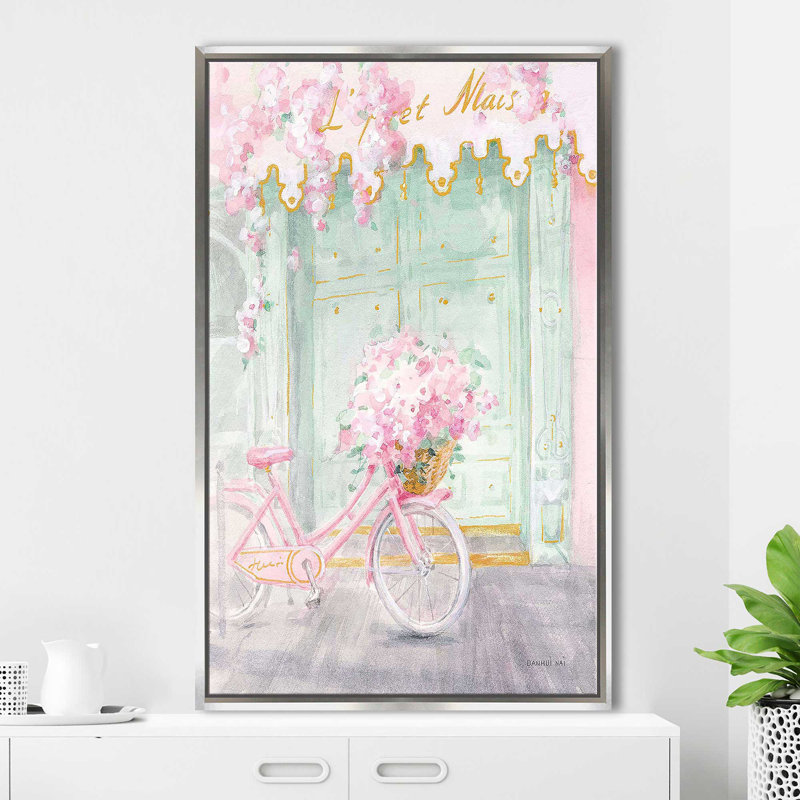 «Pastel Paris I» par Danhui Nai - Peinture, Cadre flottant argent, H 33,5 po x l 21,5 po x P 2 po