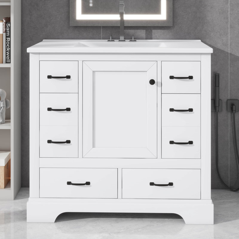 Tablette réglable pour meuble-lavabo moderne 36 po, Blanc