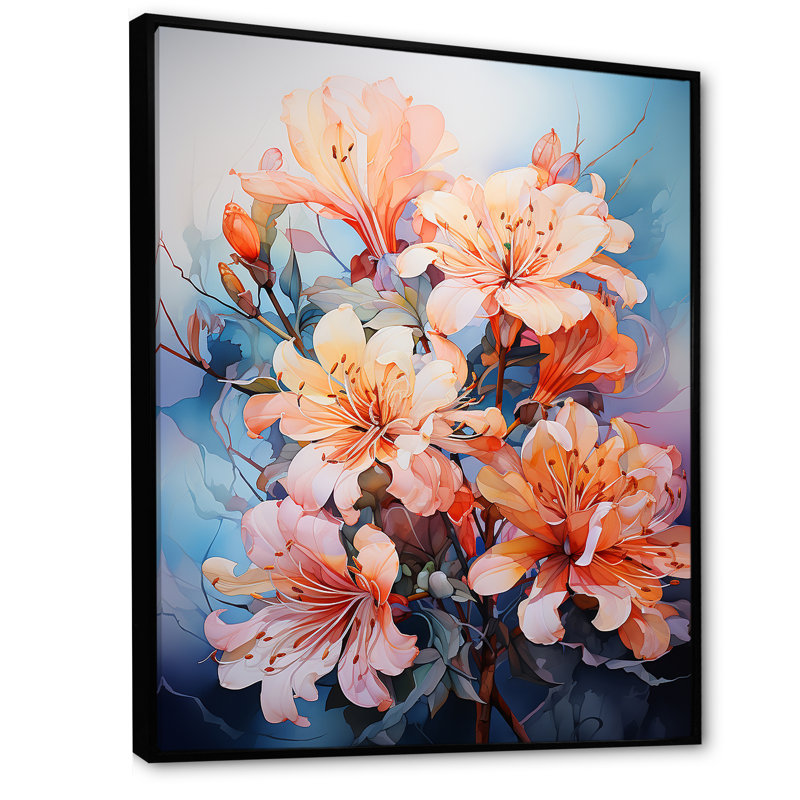 Joyeux bouquet d'hibiscus tropical I - Hibiscus, reproduction d'art mural, Cadre flottant noir, H 32 po x l 16 po