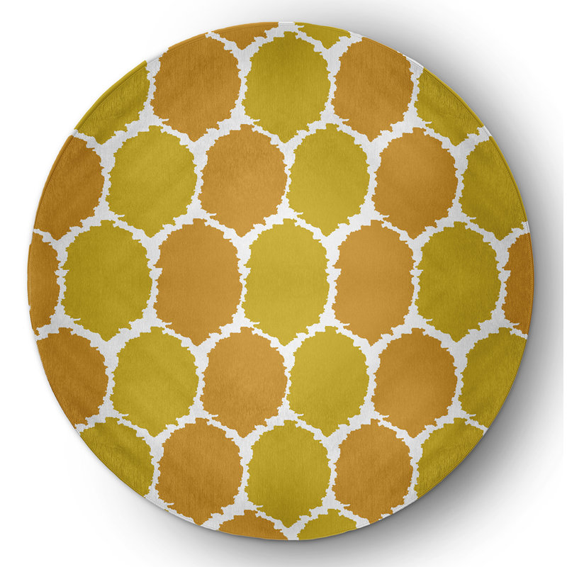 Chenille Geometric Indoor Rug, Round 5'