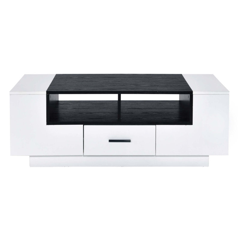 White and Black Coffee Table with Storage